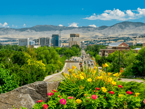View down a main steet of Boise Idaho Capital