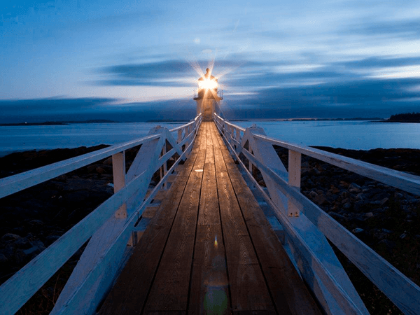 Marshall Point Lighthouse at sunset, Maine, USA