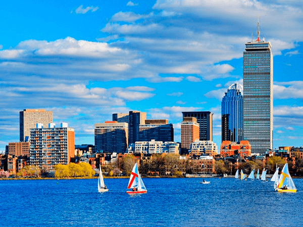 Boston, Massachusetts Skyline at Back Bay district.