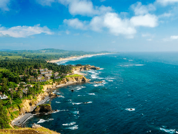 Oregon coast with beautiful blue Pacific Ocean