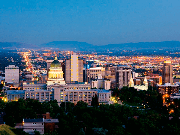 Salt Lake City, Utah at night