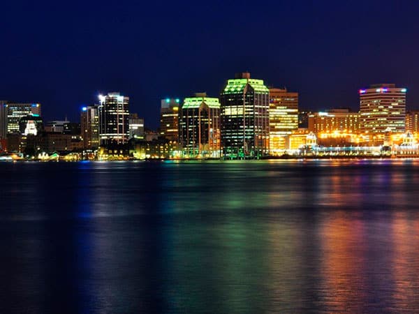 Halifax, Nova Scotia at Night With Reflection in Harbour