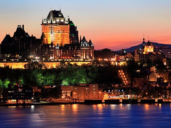 Quebec City skyline at dusk, Canada
