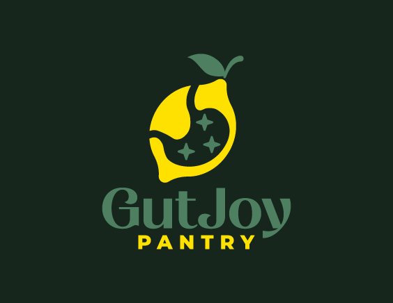 Custom logo design for GutJoy Pantry organic products brand gallery sample, featuring green-toned leaf and pantry icon combined with earthy typography.